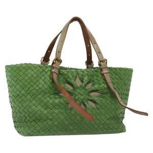 BOTTEGA VENETA INTRECCIATO Hand Bag Leather Green 169759 Auth ep10161